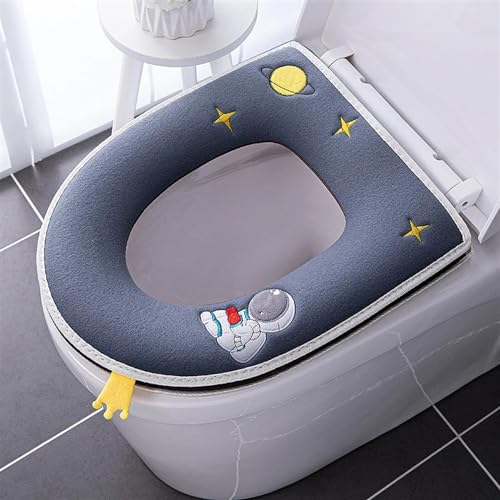 Coussin de salle de bain bleu avec poignée housse de siège de toilette - 2