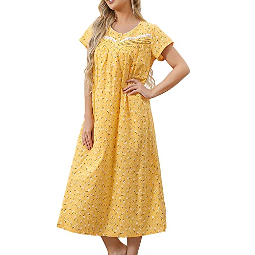 Fmirreo Cotton Nightgown For Women Short Sleeve Loungewear Casual Sleepwear Lightweight Nightdress Comfy Soft Sleepdress #TOP3