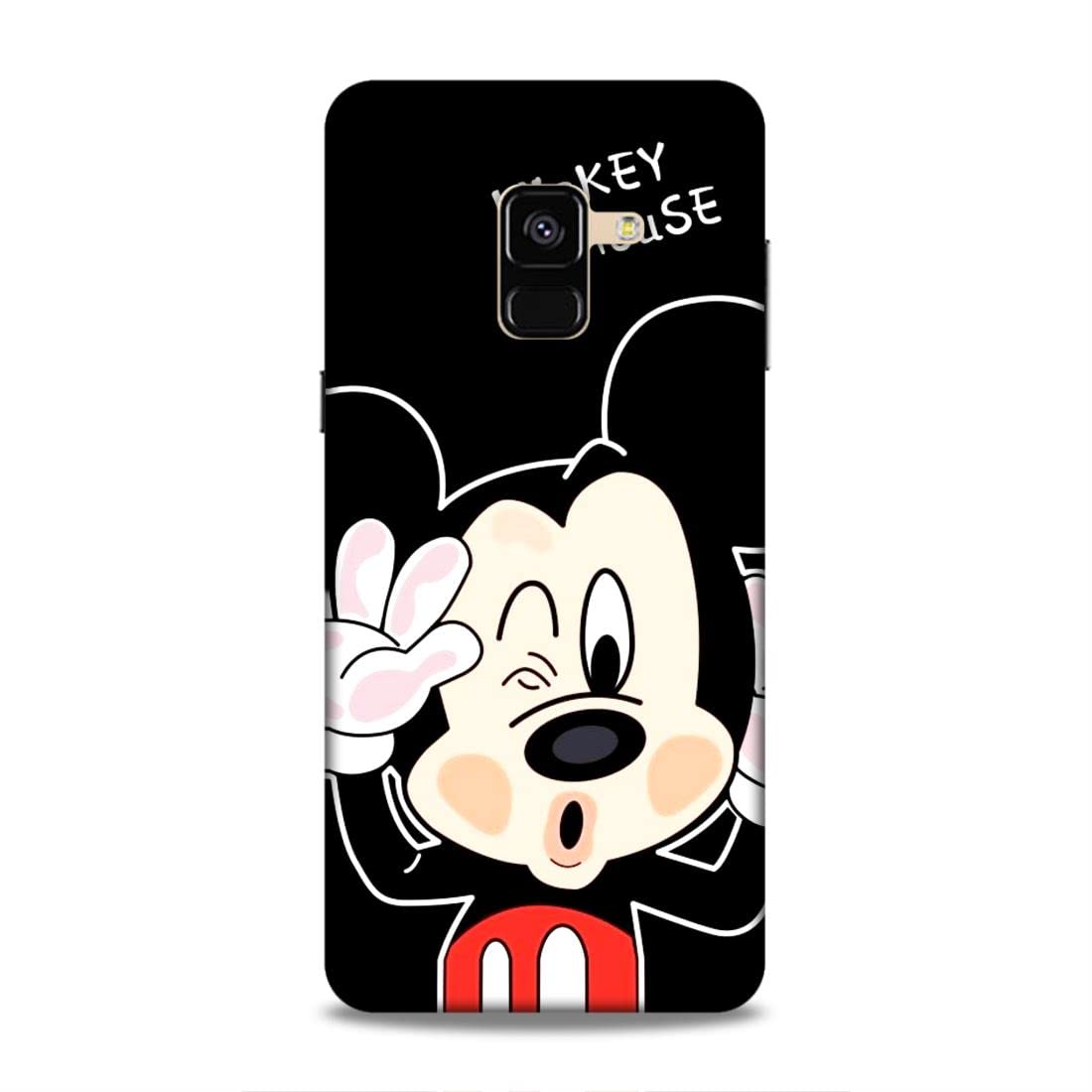 Lucent Crafts Mobile Back Cover Compatible for Samsung Galaxy A8 (2018) (Mickey Mouse Love Theme Printed) Shockproof | Lightweight | Slim-fit