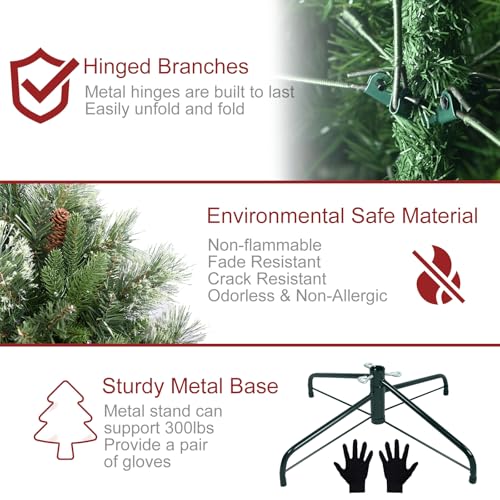 Kadunmina-4ft-Prelit-Christmas-Tree-Artificial-Carolina-Pine-Christmas-Tree-with-200-Warm-White-Lights-Pine-Cones-419-Branch-Tips-and-Metal-Stand-for-Home-Office-Holiday-Party-Decoration Kadunmina 4ft Prelit Christmas Tree Artificial Carolina Pine Christmas Tree with 200 Warm White Lights Pine Cones 419 Branch Tips and Metal Stand for Home Office Holiday Party Decoration