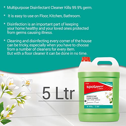 Image of Spotzero by Milton Disinfectant Floor Cleaner, 5 Litres, Jasmine | Surface Cleaner | Stain Removal