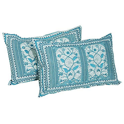 Image of Story@Home Pandora Collection 152 TC 100% Cotton Bedsheet for Double Bed with 2 Pillow Covers (90 X 108 Inch, Grey & Sky Blue)