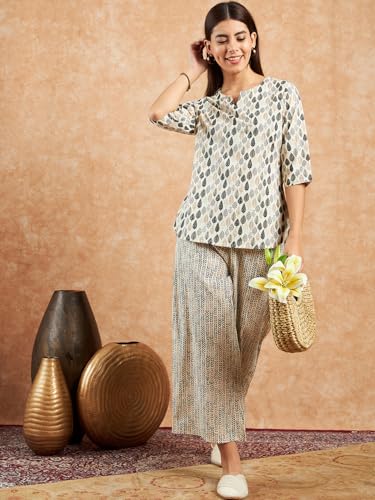 Image of Modeve Women Printed Cotton Night Suit Set with Pyjama /Pallazo Women Lower || Women Pyjama || Lounge Pants II Night Wear