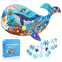 Ocean World Whale Jigsaw Puzzle for Kids, 108 Pieces Jigsaw Puzzle with Large Pieces for Kids Age 4 5 6 7 8 9 10 Years
