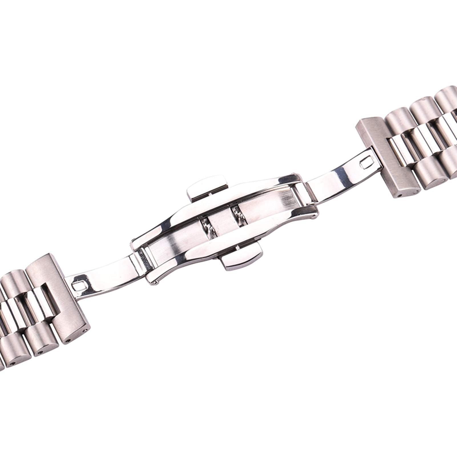 Pasek do zegarka, bransoletka z paskiem ze stali nierdzewnej Srebrny pasek z litego metalu 16 mm 18 mm 20 mm 21 mm 22 mm Akcesoria do zegarków Bransoletka (kolor paska: srebrny, szerokość paska: 20