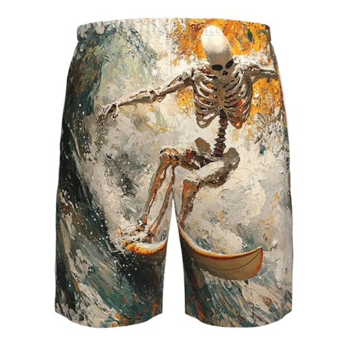 Men's Swim Trunks Bathing Suit Quick Dry Beach Board Shorts - Skeleton Surf4