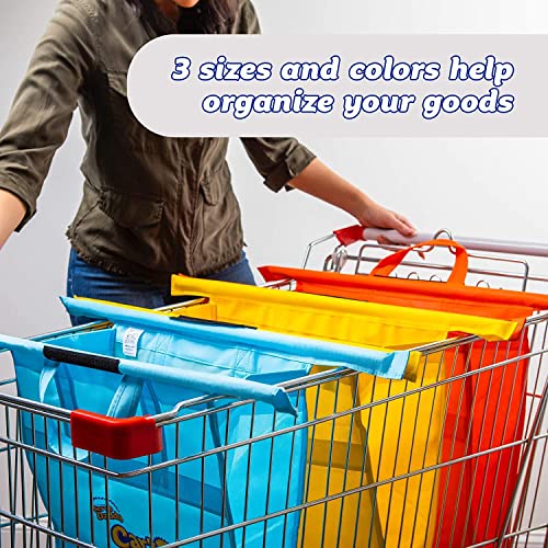 Scrub Daddy Cart Daddy - Trolley Taschen für Einkaufswagen, 3 Stück Einkaufstaschen, Ersetzen Tragetaschen mit Heavy Duty Wiederverwendbare, Faltbare Stoff Organizer Taschen für Lebensmitteleinkauf