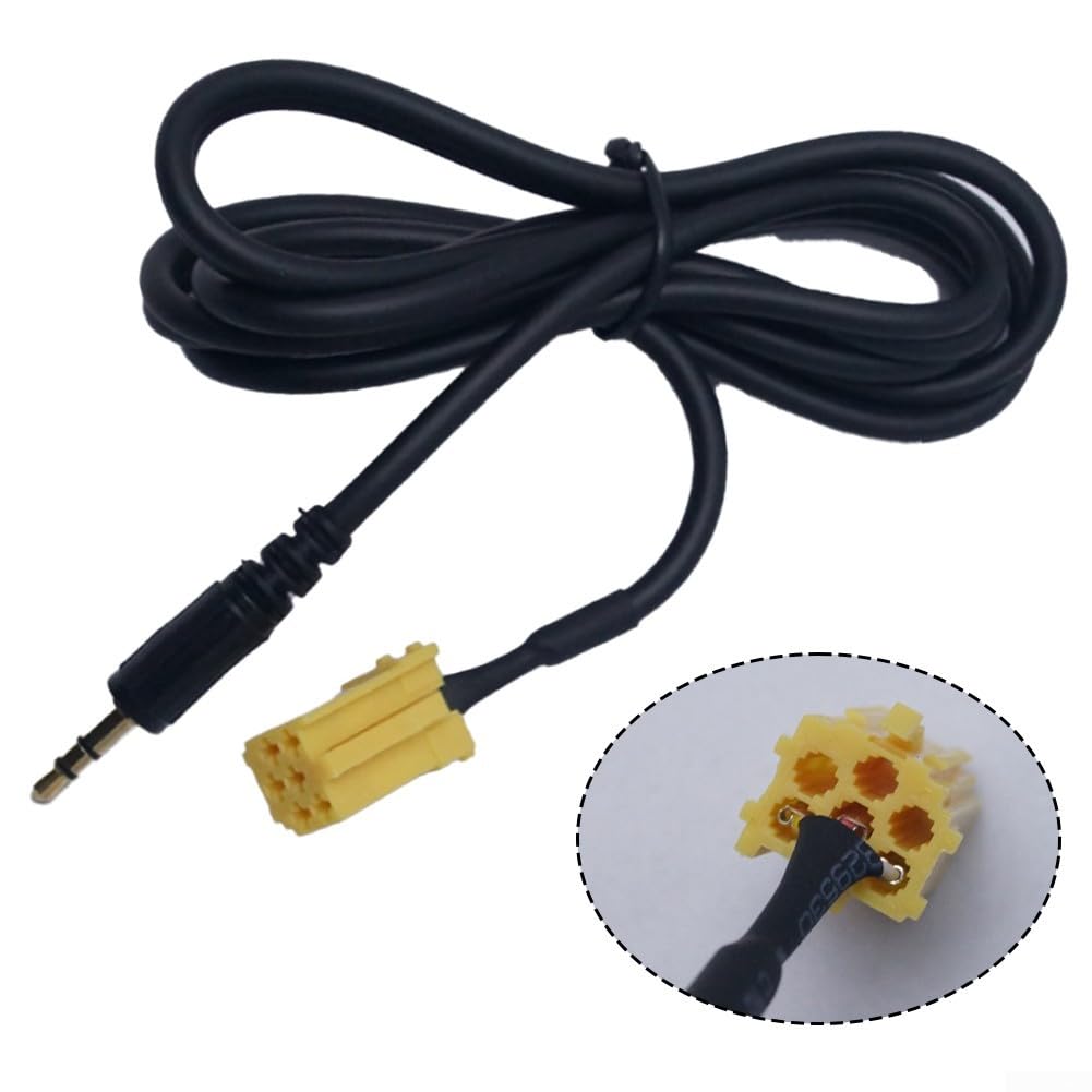 Cavo di ingresso audio AUX compatibile con modelli Fiat e Alfa Romeo con jack da 3,5 mm e interfaccia pannello posteriore radio a 6 pin