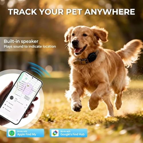 GPS Dog Tracker Collar (iOS & Android), Bluetooth Dog Tracker GPS, Smart Pet Activity Tracker, No Monthly Fee, Work with Apple Find My & Google Find Hub, Finder Tag for Pets,Items (1 Pack) Black - Image 3