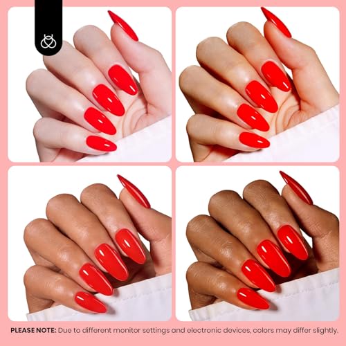 Image of Beetles Red Gel Nail Polish - Gel Polish HEMA-Free Classic Red Color Soak Off Uv LED Nail Lamp 15ML Full Size DIY Home Manicure Salon for Women Crimsom Harmony