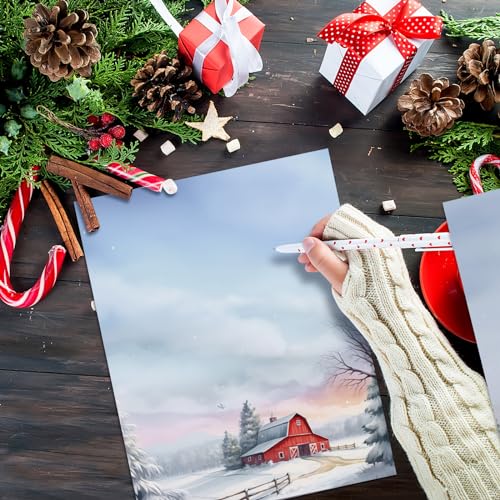 Teling 48 folhas de papel de papelaria de Natal, 21 x 28 cm, papel para impressora, papel de carta d