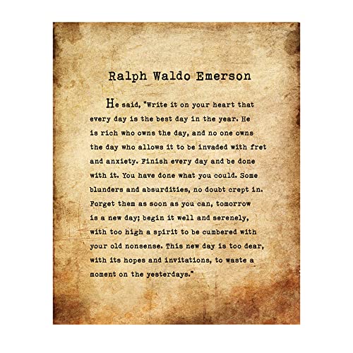 Ralph Waldo Emerson - Write It Your Own Heart - Inspirational Poem Wall Art Print - Poetic Wall Art Decor for Home Decor, Office Decor & Classroom Decor - Great Gift for Poetry Fans - Unframed 8x10