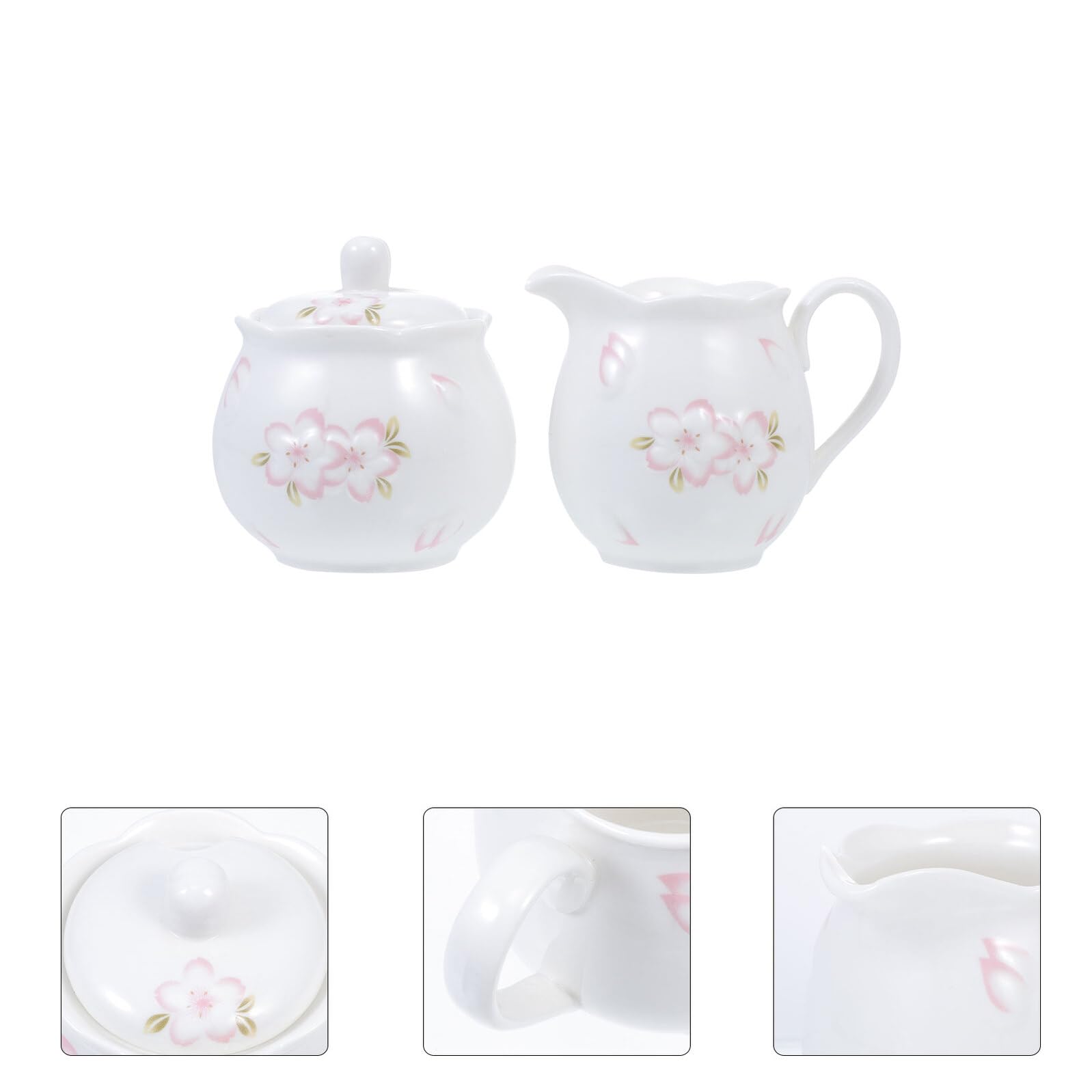 Sewroro Pot à Lait en Céramique Gaufrée Blanc et Sucrier avec Couvercle Blanc Ensemble 2 Pièces pour Café Maison et Restaurant