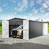 20 x 13 ft outdoor storage shed large metal garden shed with 2 lockable doors tool shed outdoor storage with 4 air vents garage shed waterproof for car truck bike garbage can tool dark gray  urban country home decor