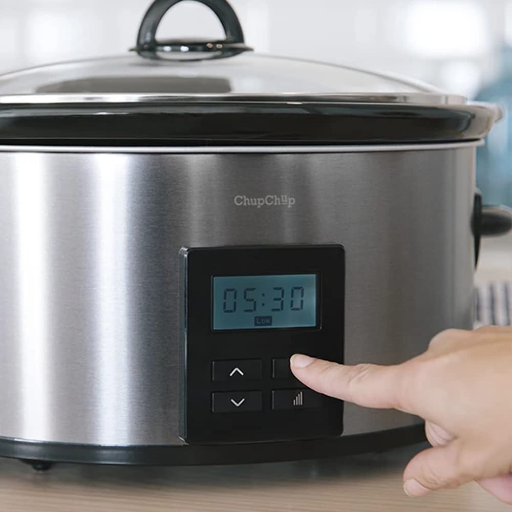 Olla de cocción lenta - Cecotec Chup Chup Matic, Cerámica, 5.5 l, Programable 24h, Temporizador, Inox