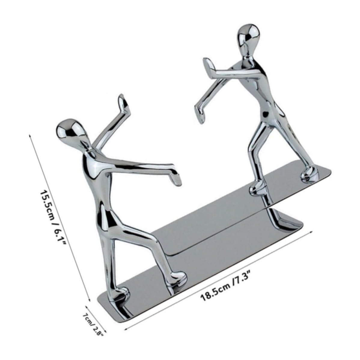 2 Stück Buchstützen aus Metall in Kung Fu Form, rutschfest