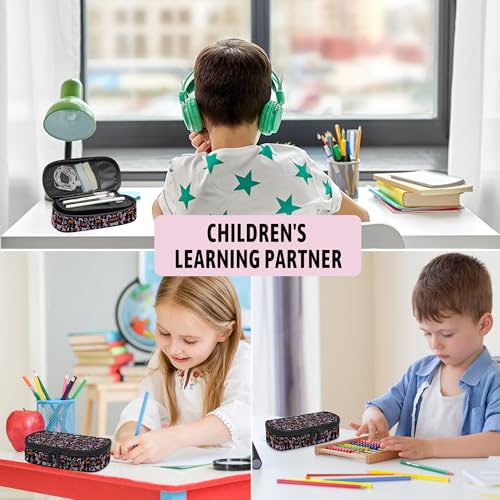 Image of Horse Pencil Case, Large Capacity Pen Pencil Case for Boys Girls Teen, Kids 3 Compartments Multifunction Pencil Box with Zipper Organizer, Pencil Pouch for Back to School Students