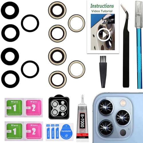 LEAFE for iPhone 13 Pro and iPhone 13 Pro Max Camera Lens Replacement,2 Sets OEM Original Camera Glass Lens with Pre-Installed Adhesive+Repair Tools