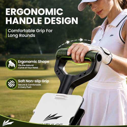 Image of 2-Wheel Golf Pull Cart - Lightweight Foldable Golf Push Cart with Durable Steel Frame, Adjustable Web Straps, Compact Design for Walking Golfers