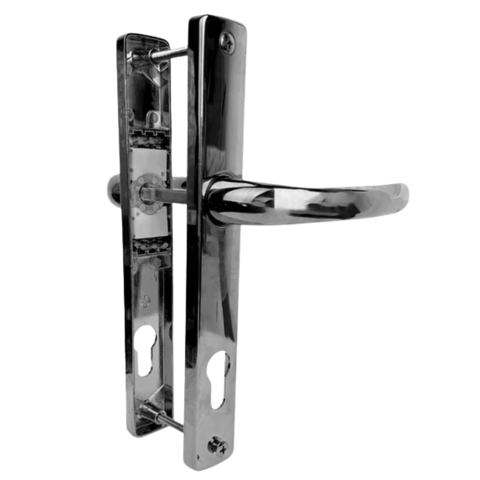 Upvcstore Chrome Upvc Inline Lever Upvc Door Handle – Sprung, 92Pz, 215Mm Screw Centres