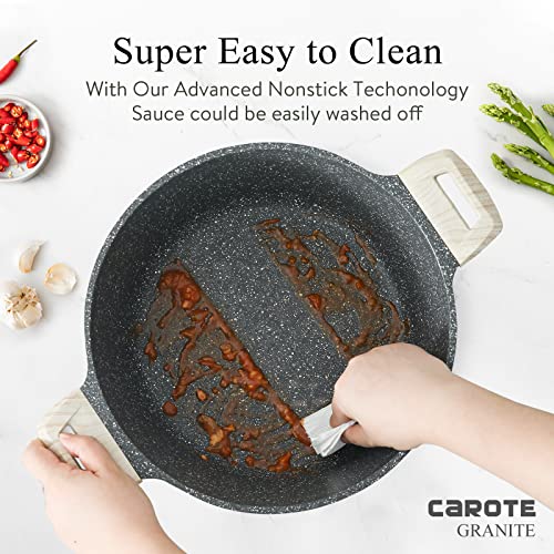 Carote 4 Qt Nonstick Stock Pot Soup Pot,Granite Cooking Pot Casserole Dish With Lid Dutch Oven Cookware Pfoa Free(Classic Granite) #TOP4