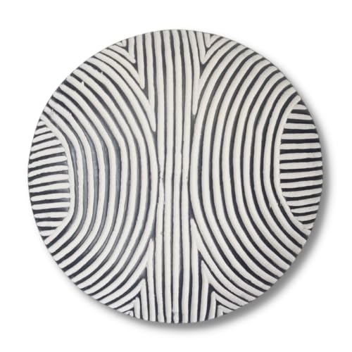 Bouclier Bamileke art africain en bois, objet déco murale ethnique 55cm