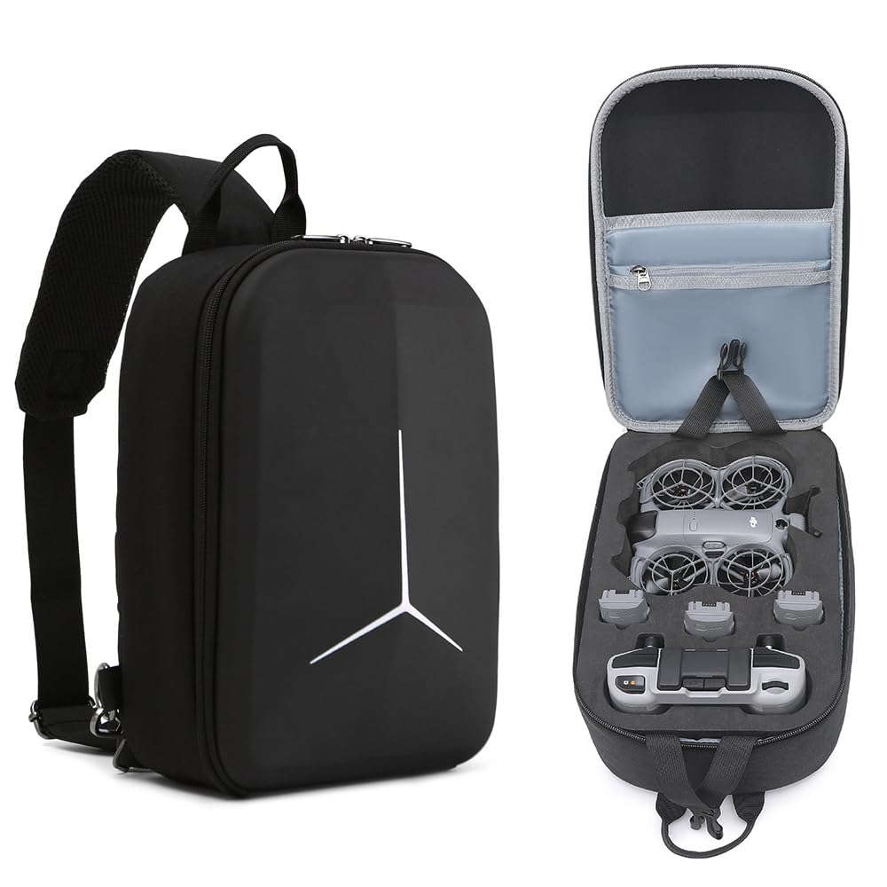 Sac à dos pour DJI NEO 2, sac de transport de voyage organisateur d'épaule organisateur EVA housse de protection boîte portable pour magasin NEO2 drone, télécommande RC-N3, hub de charge, batteries