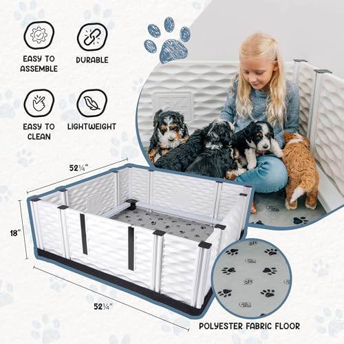 Image of EZwhelp EZclassic Dog Whelping Box - Washable Pee Pad, Large 48 inchx48 inchx18 inch