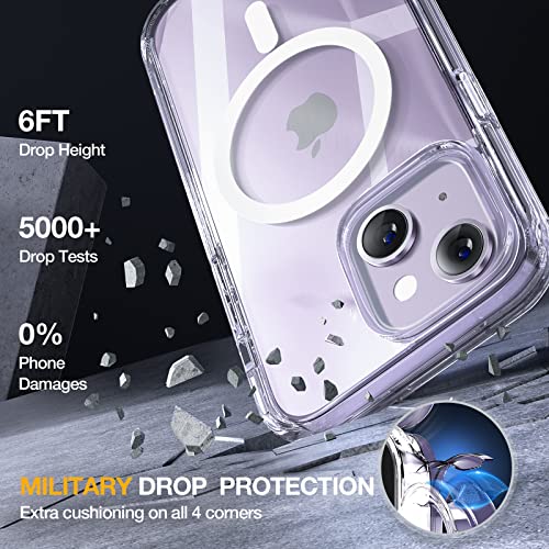Image of Miracase Magnetic for iPhone 14 Case 6.1'', [Bubble Free] Full-Body Bumper Phone case with Built-in Full Glass Screen &Lens Protector,No Gap,Compatible with MagSafe,Drop Proof 14 Cover,Clear