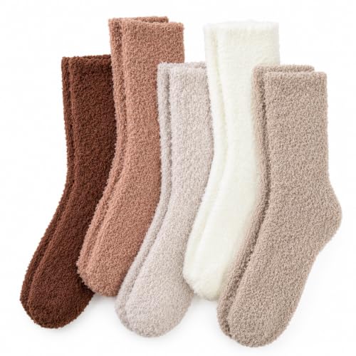 Image of Ginmewrae Fuzzy Socks for Women Warm Cozy Fall Fashion Fluffy Thick Plush Winter Slipper Socks Fall Gifts Stocking Stuffer