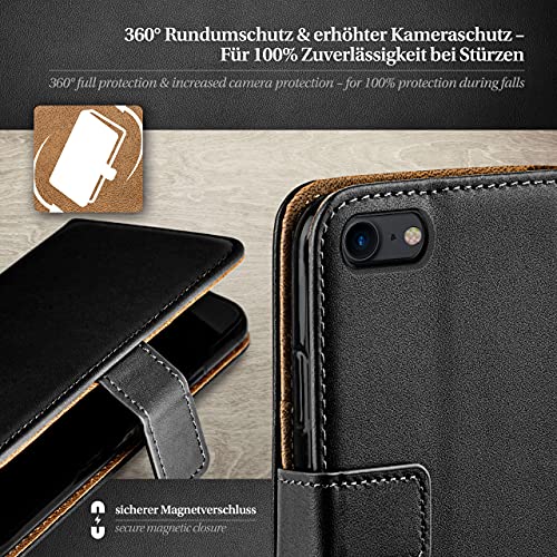 Funda libro iPhone 8 de cuero vegano moex negro intenso con tarjetero 4