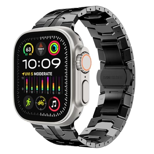 Fullife Compatible with Apple Watch Straps 49mm 46mm 45mm 44mm 42mm(Series 3 2 1) Metal Strap,Solid Stainless Steel Replacement Band for iWatch Ultra 3 2 1 Series 11/10/9/8/7/6/5/4/3/2/1/SE,Black