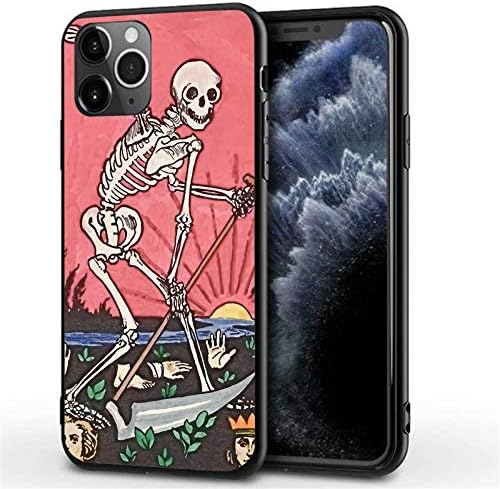 Compatible with iPhone 11 Red Death Tarot Pattern Hard PC Back with Soft TPU Shockproof Scratch-Proof Phone Covers 6.1 inch