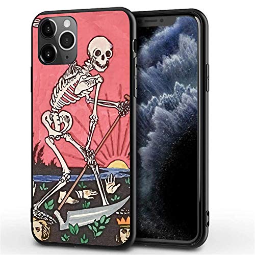 Compatible With Iphone 11 Red Death Tarot Pattern Hard Pc Back With Soft Tpu Shockproof Scratch-Proof Phone Covers 6.1 Inch #TOP19