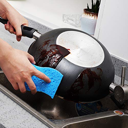 CLEANHOME Non-Scratch Scrub Sponge-Eco Magic Eraser Sponge-Extra Durable Dish Cleaning Scouring Pads for Kitchen-Bule-Green-12 Pack