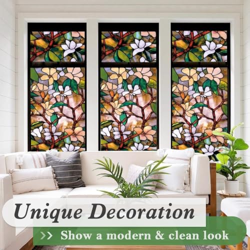 Image of MOCOCO Premium Vinyl Privacy Stained Window Glass Sticker (24x48 Inch) - Self-Adhesive Decorative Film Opaque Sheet Tint Wallpaper for Glass Cover Window, Door, Office, Home.| Anti-UV. Green Patti
