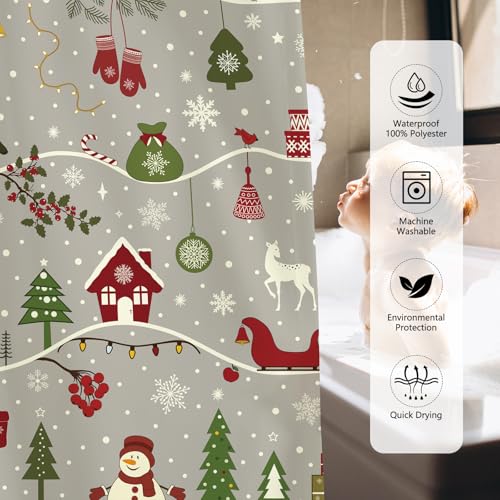 Rideau de douche de Noël imperméable et lavable pour éviter les fuites - 7