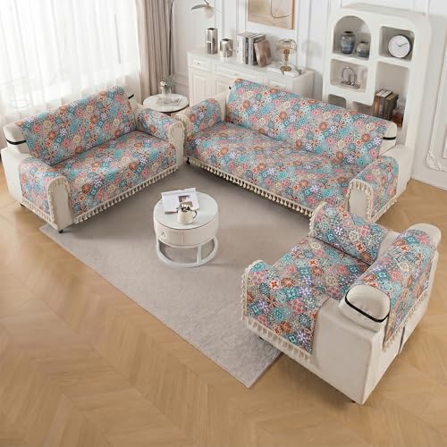 Image of Story@Home Sofa Cover 6 Seater Fully Covered | Sofa Covers 3 Seater and 2 Seater & Single Sofa Cover - 3+2+1 Sofa Set Cover Config | Sofa Mat with Sofa Back Covers & ArmRest - Multi Color