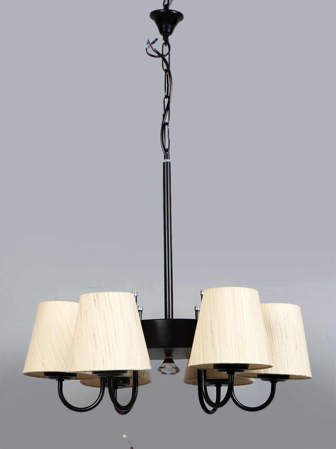 Devansh New Era 06 Light Chandelier with Conical Khadi Lamp Shade(ENG10)-picture-11