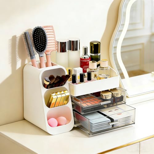 Makeup Organizer Countertop, Spacious Cosmetic Display Case with Makeup Brush Holder, Perf - image 2