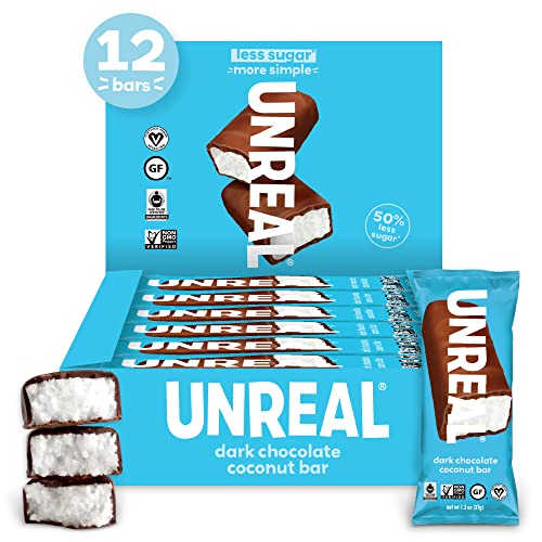 Unreal Dark Chocolate Coconut Bars | Certified Vegan, Gluten Free, Fair Trade, Non-GMO | No Sugar Alcohols or Soy 1.3 Oz (Pack of 12) - image 1