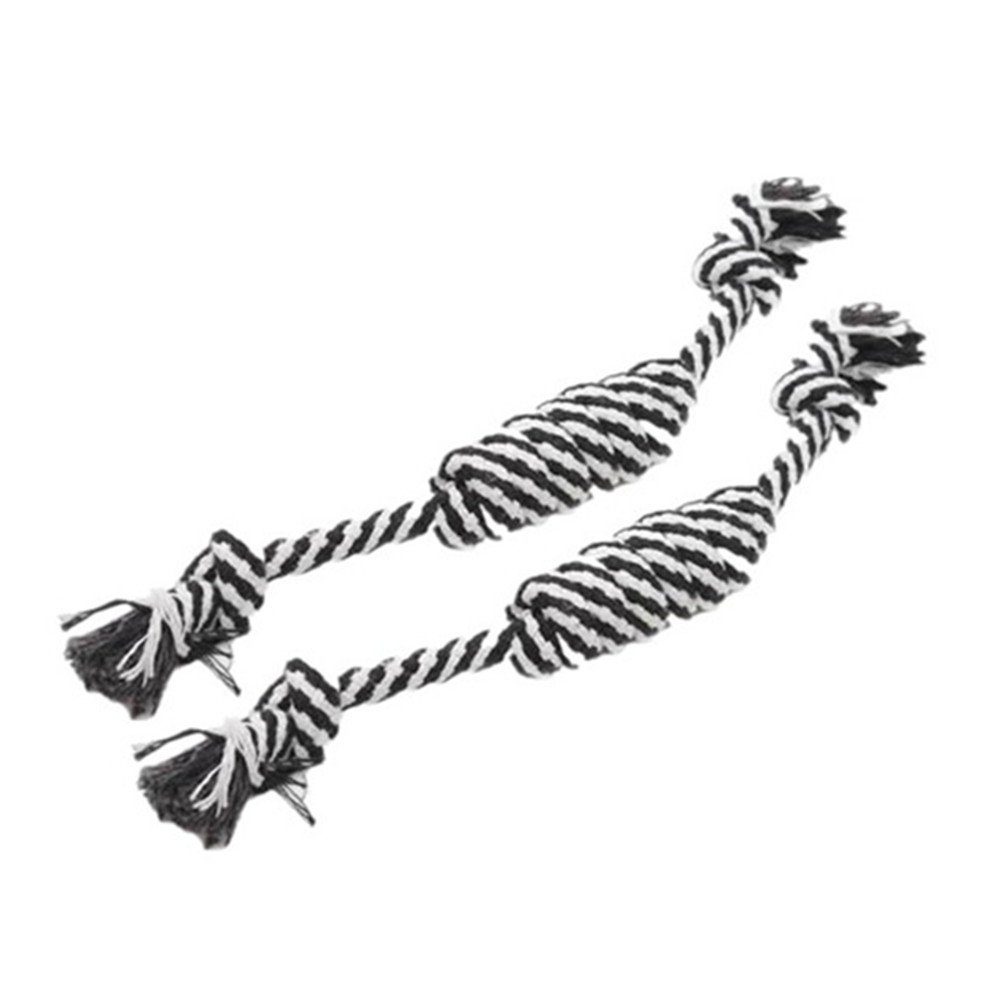 Kentop Interactief speelgoed voor kauwspeelgoed, huisdierspeelgoed, katoenen touw, wit en zwart, muisknopen, katoenen touw, materiaal 26 cm, 2 stuks