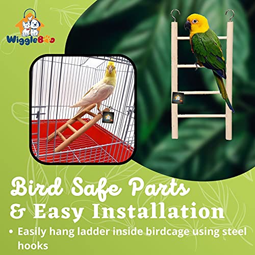 Image of Natural Wooden Ladder Bird Toy | Climbing, Exercise & Fun | for Small & Medium Birds (4 Step)