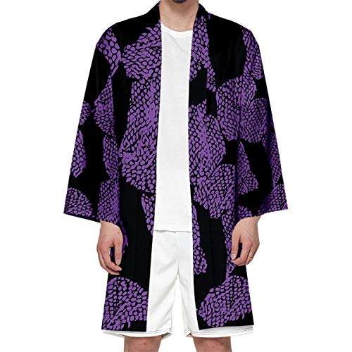 Image of Seidarise Men's Haori, Long Kimono Cardigan Jacket Japanese Style Flying Crane Seven Sleeves Open Front Coat