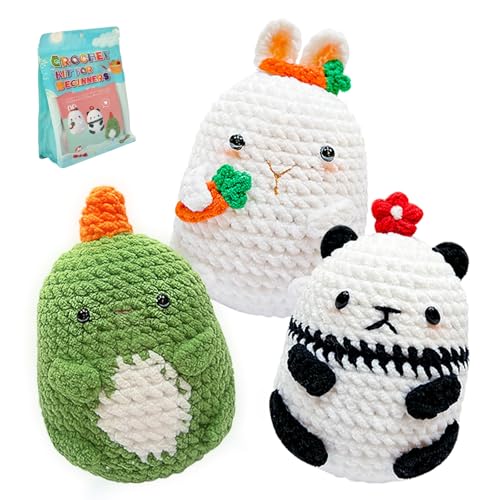 Image of YILAII Crochet Kit for Beginners Stpe-by-Step Video Tutorials Knitting Crochet Supplies for Adults, Learn to Crochet - Ideal Gift for Women - Craft Art Animal Combinations Crochet Kits