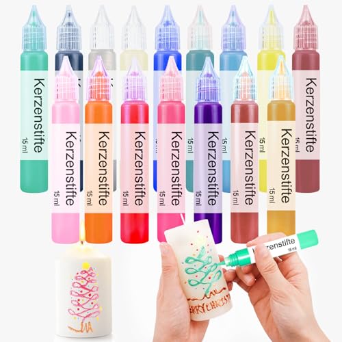 Scentoria 16 St&uuml;ck Wachsstifte f&uuml;r Kerzen, Lichtmalerei, Set 16 x 15 ml Lichtstifte, Keramikgem&auml;lde, Kerzen zum Selbermachen, Leuchtstifte f&uuml;r die Dekoration (Perlglanz C)