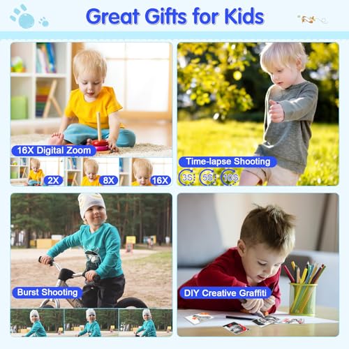 Prograce P210-BLUE Instant Print Kids Camera - 1080P Digital Camera thumb #2