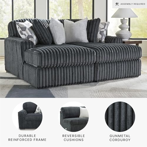 Image of Signature Design by Ashley 2-Piece Super Chaise Sectional Sofa, Gunmetal