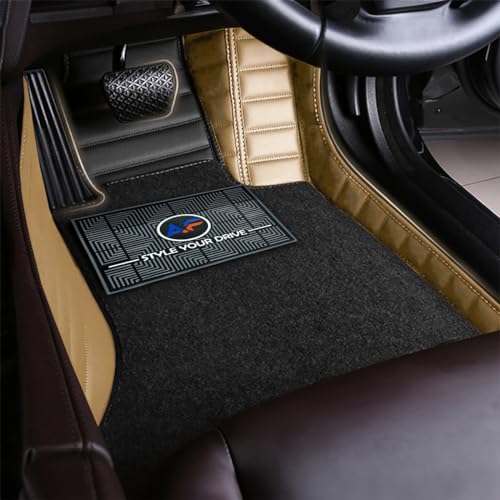Image of Autofurnish Combination 9D Car Mat Full Set for Maruti Suzuki Dzire 2024 || Luxury Leather Dual-Stitch Full Set 9D Car Floor Mat || 100% Waterproof || Color : Black FR-Chamois