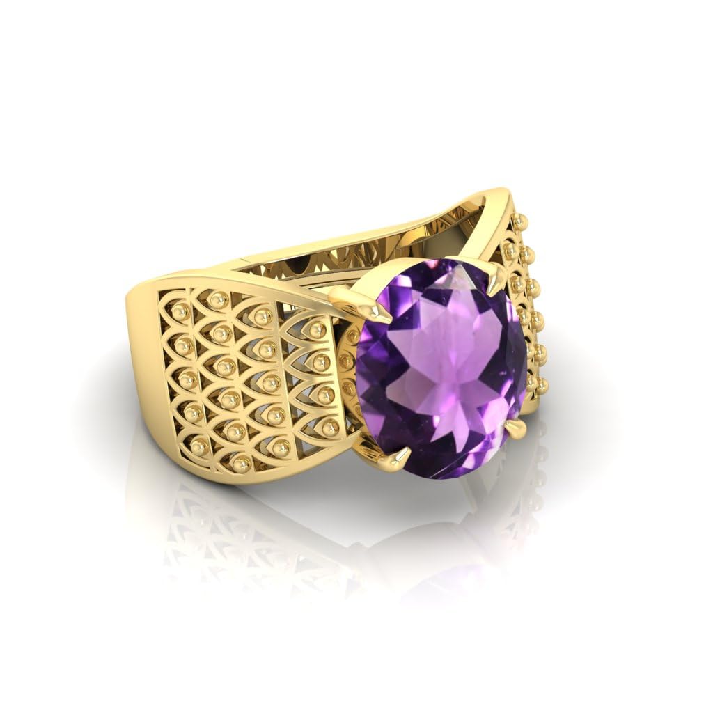 Bague améthyste naturelle 12 carats en or plaqué d'exception
